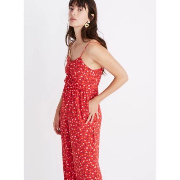 Madewell Tall Ruched Wide-Leg Jumpsuit in Prairie Posies Size 6 - Picture 1 of 10